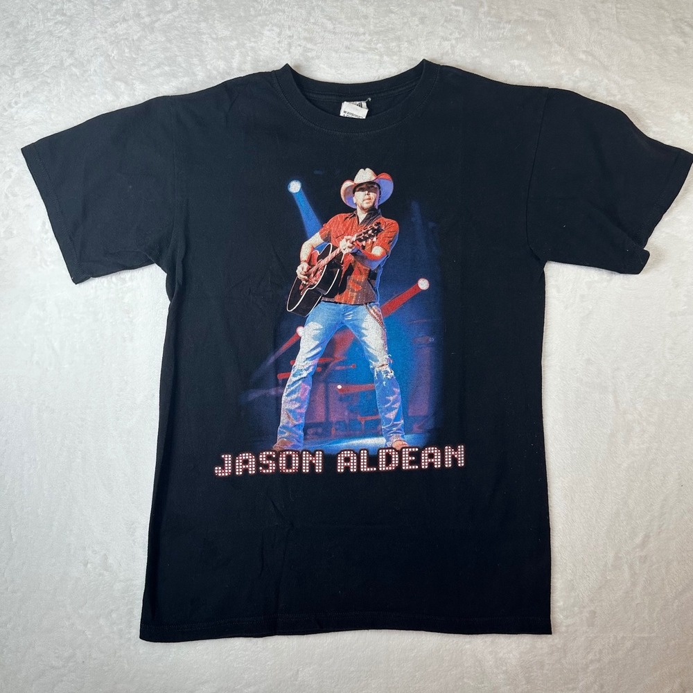 Jason Aldean Live 2010 Concert Tour Graphic T-Shirt Black Mens Medium Anvil